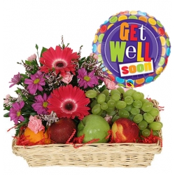 Send Get Well fruits Basket with flower and balloon to manila