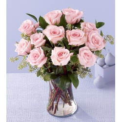 1 Dozen Pink Roses in a Vase Delivery to Manila Philippines