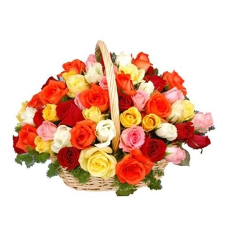 send multicolor roses in basket to manila,send rose basket to philippines,
